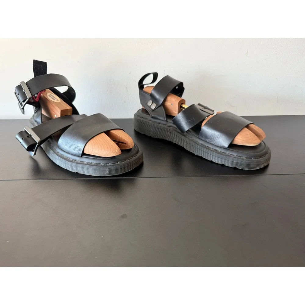 Dr. Martens Gryphon CK11 Black Leather Gladiator Buckle Sandals 7M 8W